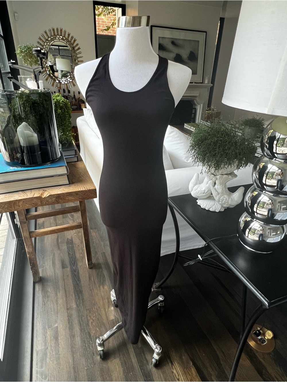 Enza Costa Classic Black Racerback Maxi Dress size M